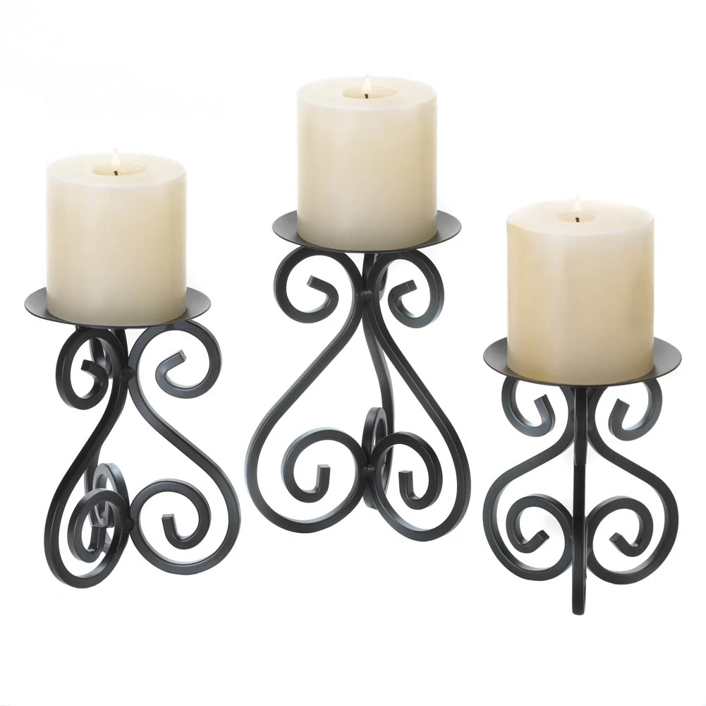 Wholesale Scrollwork Candle Stand Trio 3 Wholesale Scrollwork Candle Stand Trio - Image 3