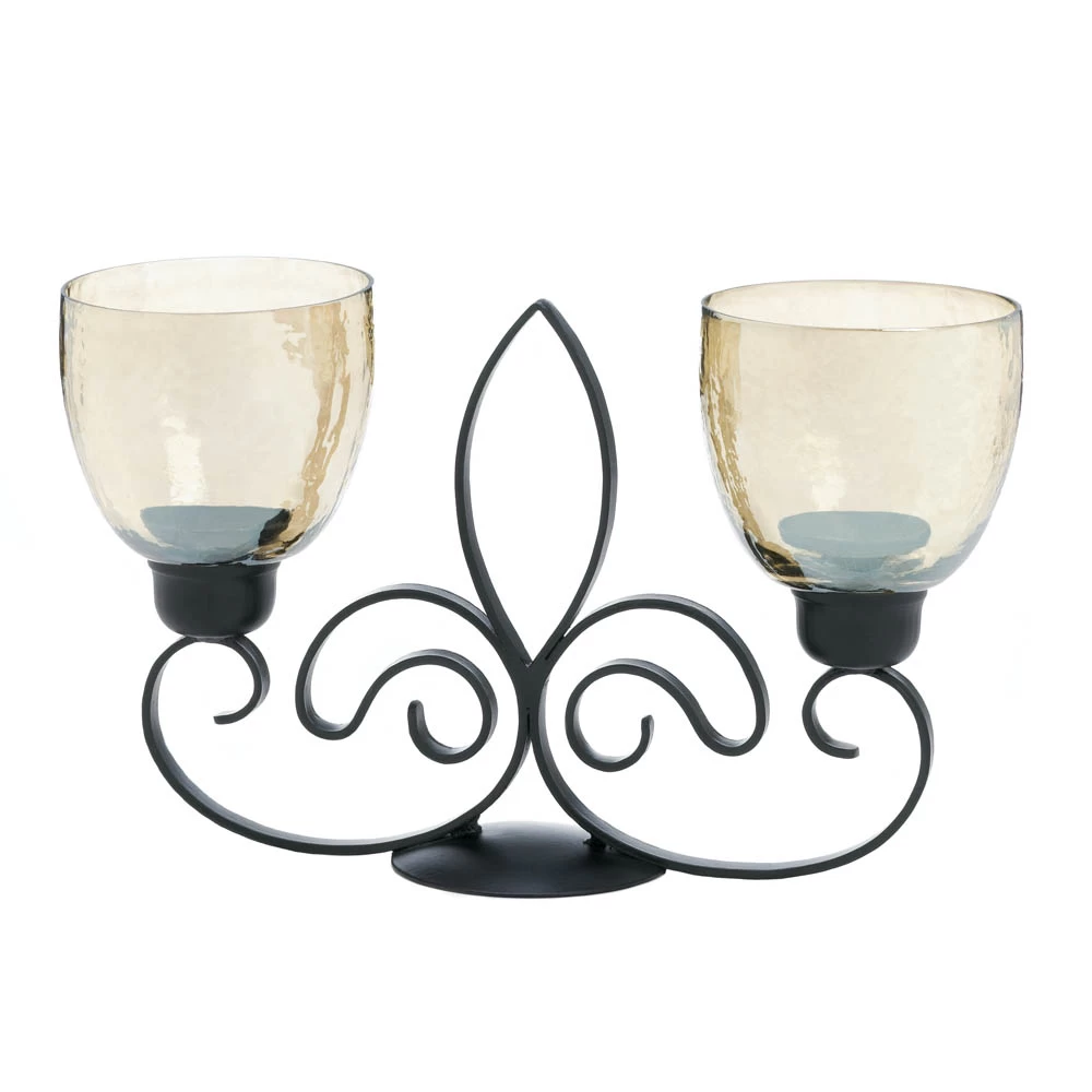 Wholesale Fleur De Lis Dual Candleholder 2 Wholesale Fleur De Lis Dual Candleholder - Image 2