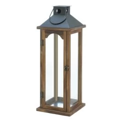 Wholesale Large Simple Metal Top Wooden Lantern