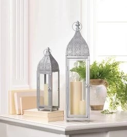 Wholesale Large Silver Moroccan Style Lantern -Unique Candle 10018512 2
