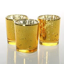 Richland Amber Gold Mercury Votive Holders Set Of 12