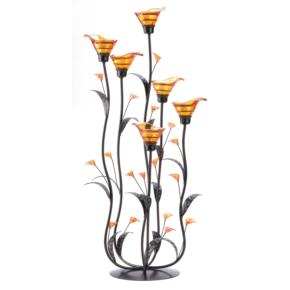 Wholesale Amber Calla Lily Candle Holder 2 Wholesale Amber Calla Lily Candle Holder - Image 2