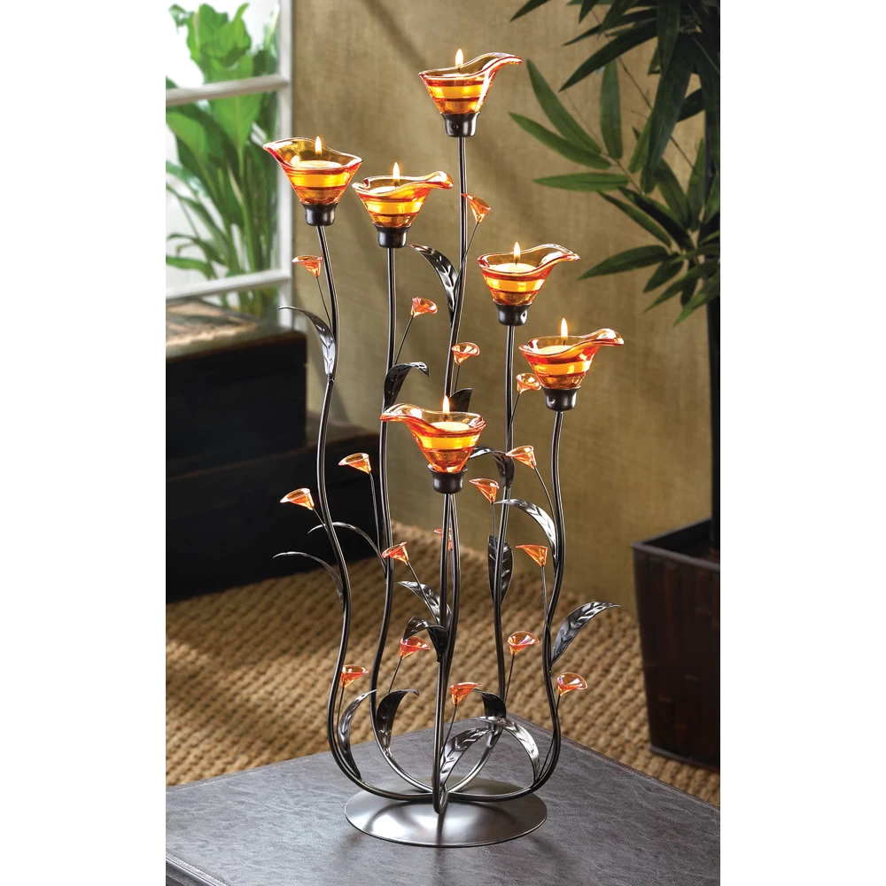 Wholesale Amber Calla Lily Candle Holder 1 Wholesale Amber Calla Lily Candle Holder