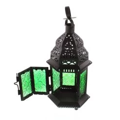 Wholesale Green Glass Moroccan Lantern -Unique Candle 13244 2