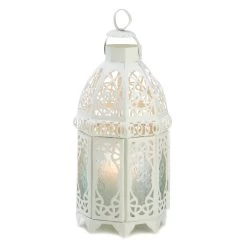 Wholesale White Lattice Lantern -Unique Candle 13364 2