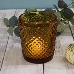 Richland Diamond Candle Holder Amber Set Of 48