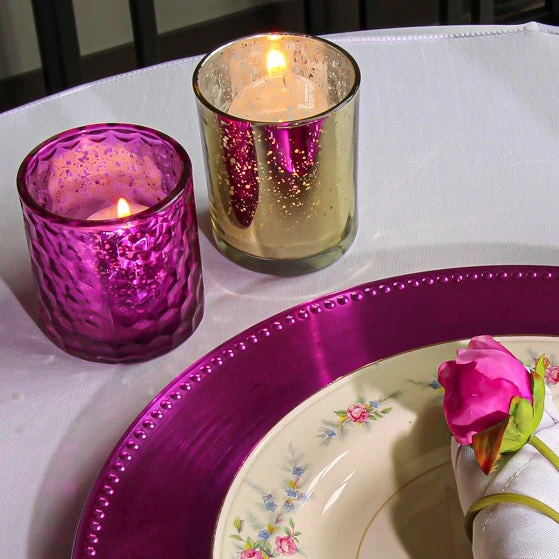 Richland Votive Holder Pinched Pink Mercury Set Of 48 2 Richland Votive Holder Pinched Pink Mercury Set Of 48 - Image 2