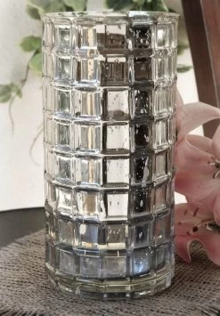 Silver Mercury Glass Cylinder 10" - Vase & Candle Holder
