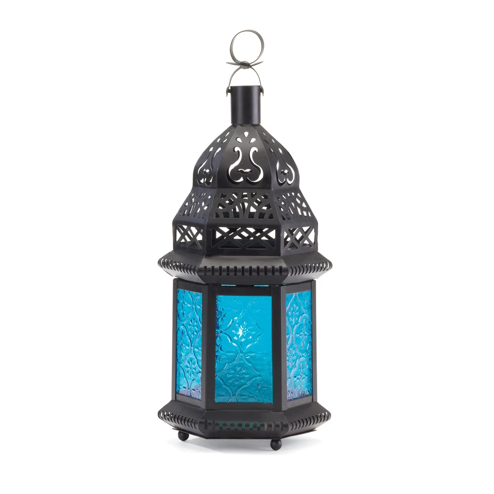 Wholesale Lantern With Blue Glass 3 Wholesale Lantern With Blue Glass - Image 3