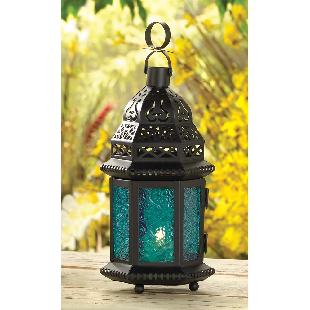 Wholesale Lantern With Blue Glass 1 Wholesale Lantern With Blue Glass