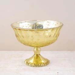 Gold Mercury Glass Compote 7" X 5.25"