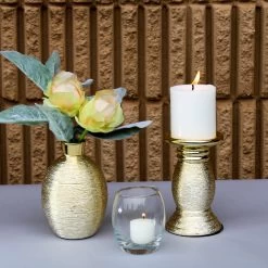 Richland Elegant Pillar Candle Holder 6" Gold Ceramic Set Of 4 -Unique Candle 5481 1170 4 978db4b9 99a5 41a8 b1bc a8c92332df93