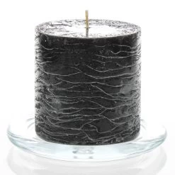 Richland Rustic Pillar Candle 3"x 3" Black Set Of 12