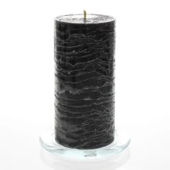 Richland Rustic Pillar Candle 3"x 6" Black Set Of 24