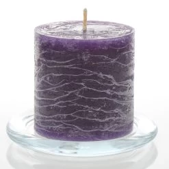 Richland Rustic Pillar Candle 3"x 3" Purple Set Of 24