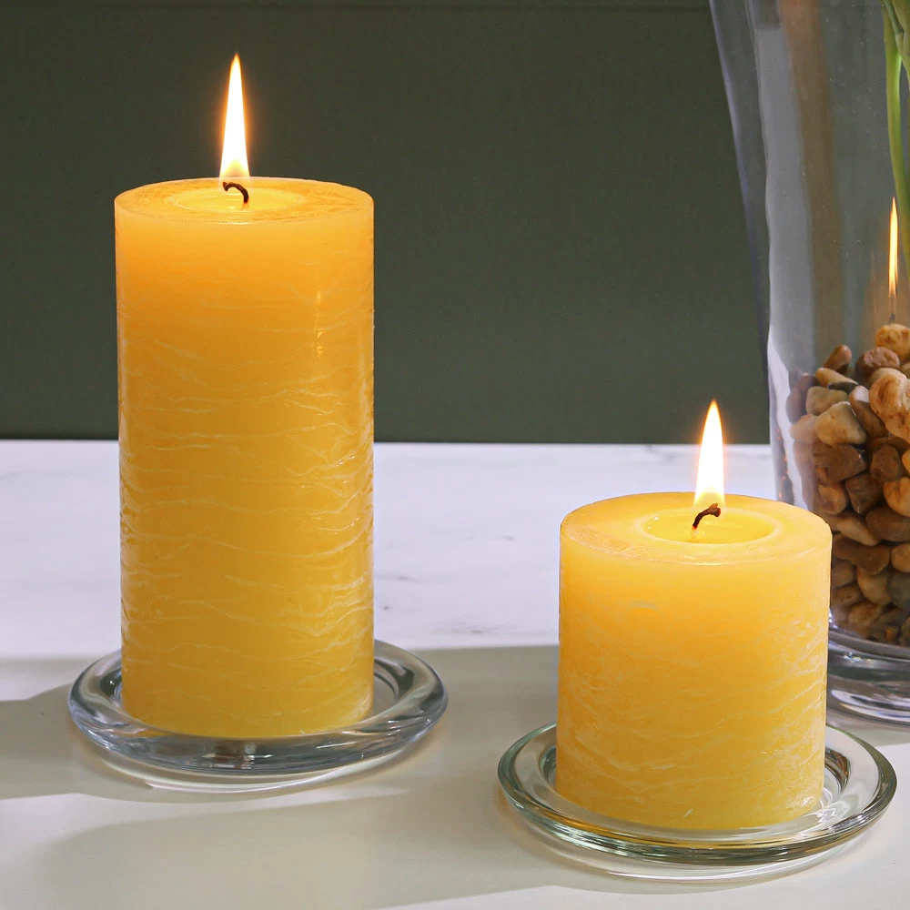 Richland Rustic Pillar Candle 3"x 3" Yellow Set Of 24 2 Richland Rustic Pillar Candle 3"x 3" Yellow Set Of 24 - Image 2