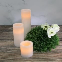 Richland Flameless LED Pillar Candles 3"x3", 3"x6" & 3"x9" White Set Of 18 -Unique Candle 7103 7106 7109 4418