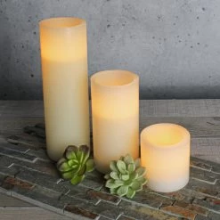 Richland Flameless LED Pillar Candles 3"x3", 3"x6" & 3"x9" Ivory Set Of 3 -Unique Candle 7123 7126 7129 4894 53350823 8f65 42c2 81c6 5d9c4388d132