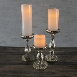 Richland Ribbed Unique Mercury Glass Pillar Candle Holder Set Of 3 -Unique Candle 7153 7156 7159 5201 30f8df7d 1a5a 463f a8fe 985ad4a57c73