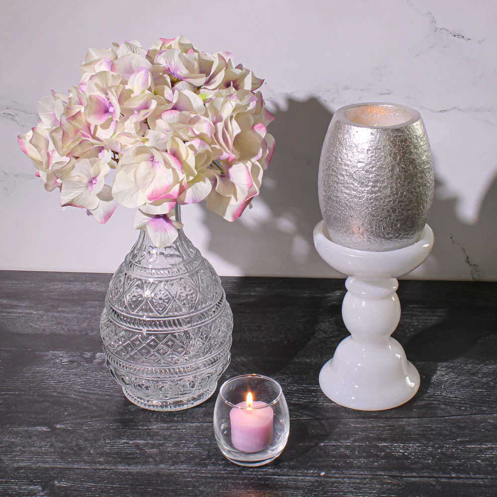 Richland White Glass Pillar Candle Holder Set Of 3 7 Richland White Glass Pillar Candle Holder Set Of 3 - Image 7