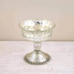 Silver Mercury Glass Compote 4.75"