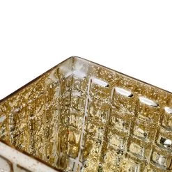 Gold Mercury Mosaic Glass Cube 4.75" - Square Vase & Candle Holder -Unique Candle 87260257059c
