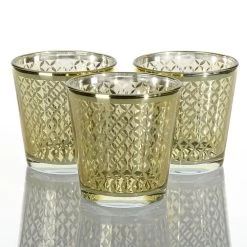 Richland Gold Lattice Glass Holder - Medium Set Of 12