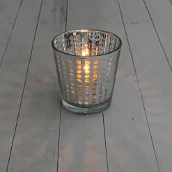 Richland Silver Dotted Glass Holder - Medium Set Of 48 -Unique Candle 9520 8627