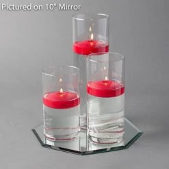Eastland Octagon Mirror And Cylinder Vase Centerpiece With Richland 3" Floating Candles Set Of 84 -Unique Candle 967A4214
