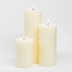 Richland Pillar Candles 4"x6", 4"x9" & 4"x12" Ivory Set Of 3