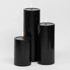 Richland Pillar Candles 4"x6", 4"x9" & 4"x12" Black Set Of 3