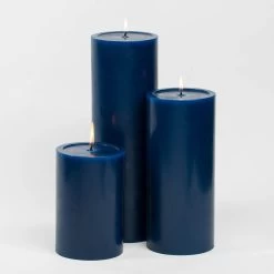Richland Pillar Candles 4"x6", 4"x9" & 4"x12" Navy Blue Set Of 18