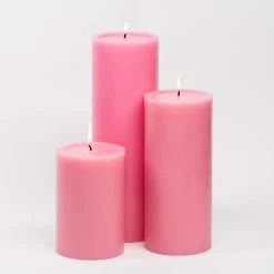 Richland Pillar Candles 4"x6", 4"x9" & 4"x12" Pink Set Of 3