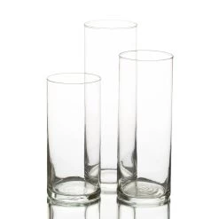 Eastland Cylinder Floating Candle Holders 7.5" , 9" & 10.5" Set Of 3