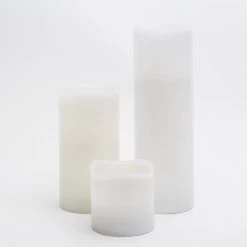 Richland Flameless LED Wavy Top Pillar Candles 3"x3", 3"x6" & 3"x9" White Set Of 18 -Unique Candle 967a2939 1