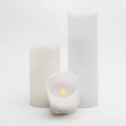Richland Flameless LED Wavy Top Pillar Candles 3"x3", 3"x6" & 3"x9" White Set Of 3 -Unique Candle 967a2940 3