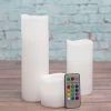 Richland Flameless LED Remote Control Wavy Top Pillar Candle White 3"x3", 3"x6", 3"x9" Set Of 3