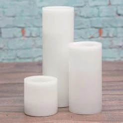 Richland Flameless LED Pillar Candles 3"x3", 3"x6" & 3"x9" White Set Of 18