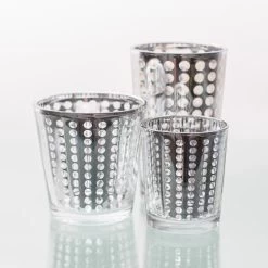 Richland Silver Dotted Glass Holder - Medium Set Of 48 -Unique Candle 967a3930