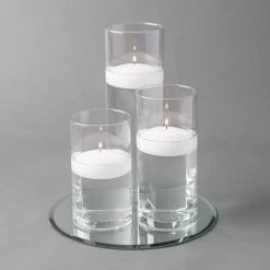 Eastland Round Mirror And Cylinder Vase Centerpiece With Richland 3" Floating Candles Set Of 7