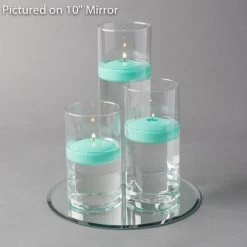 Eastland Round Mirror And Cylinder Vase Centerpiece With Richland 3" Floating Candles Set Of 7 -Unique Candle 967a4193