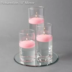 Eastland Round Mirror And Cylinder Vase Centerpiece With Richland 3" Floating Candles Set Of 7 -Unique Candle 967a4195
