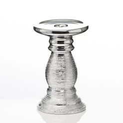 Richland Elegant Pillar Candle Holder 6" Silver Ceramic Set Of 4