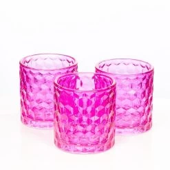 Richland Pink Chunky Honeycomb Glass Votive & Tealight Holder Set Of 6