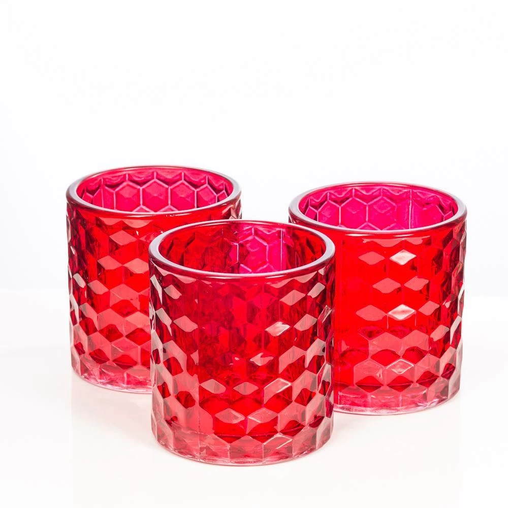 Richland Red Chunky Honeycomb Glass Votive & Tealight Holder Set Of 24 1 Richland Red Chunky Honeycomb Glass Votive & Tealight Holder Set Of 24