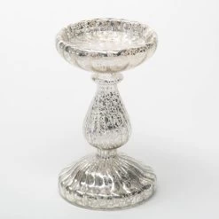 Richland Ribbed Unique Mercury Glass Pillar Candle Holder Set Of 3 -Unique Candle 967a6125 1