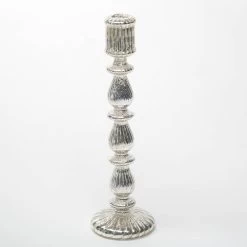 Richland Ribbed Unique Mercury Glass Taper Candle Holder Set Of 3 -Unique Candle 967a6126 2