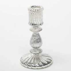 Richland Ribbed Unique Mercury Glass Taper Candle Holder Set Of 3 -Unique Candle 967a6128 1
