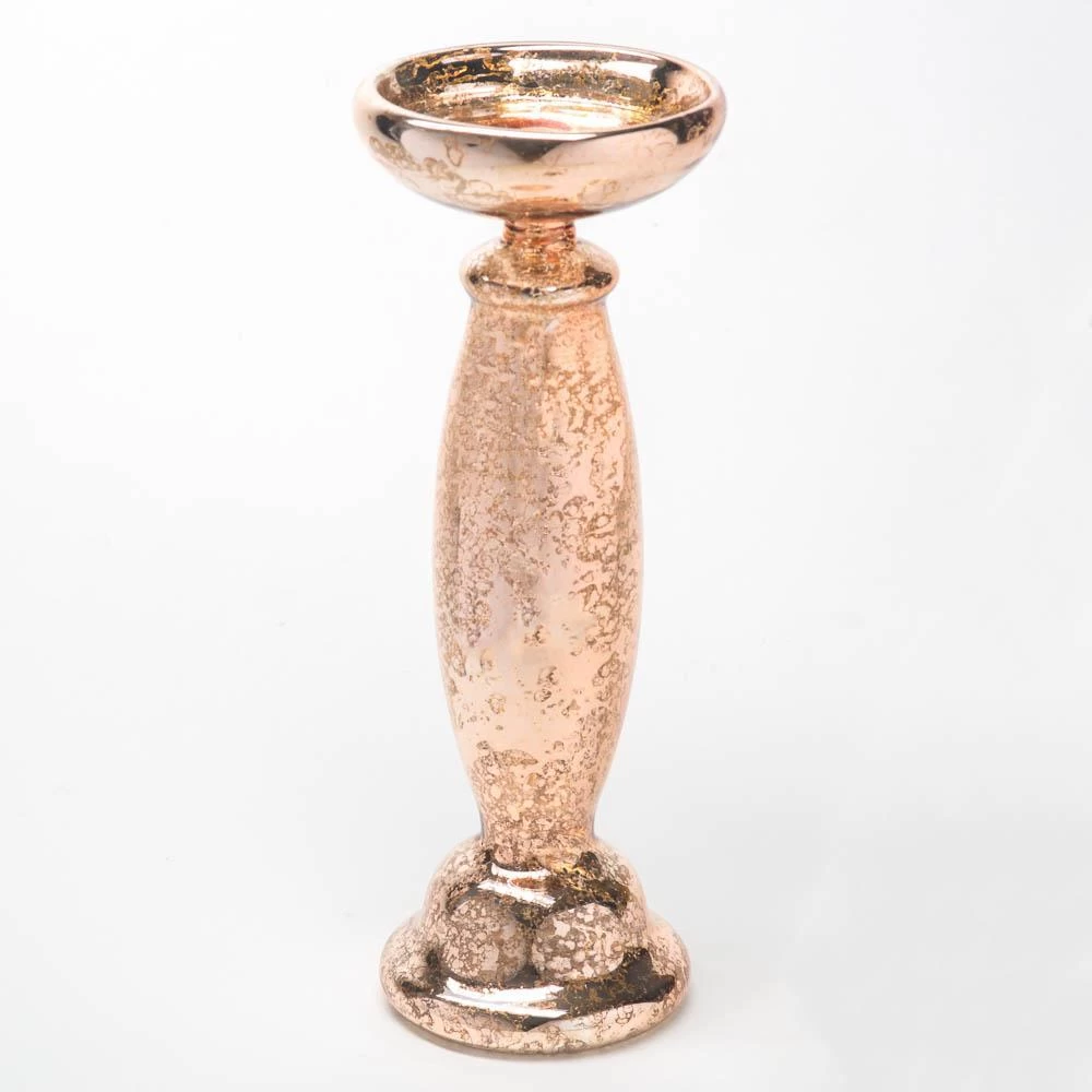 Richland Unique Rose Gold Mercury Glass Pillar Candle Holder Set Of 3 2 Richland Unique Rose Gold Mercury Glass Pillar Candle Holder Set Of 3 - Image 2