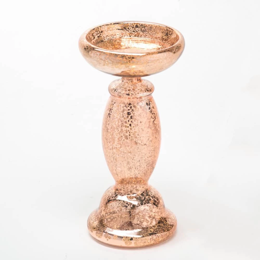 Richland Unique Rose Gold Mercury Glass Pillar Candle Holder Set Of 3 3 Richland Unique Rose Gold Mercury Glass Pillar Candle Holder Set Of 3 - Image 3